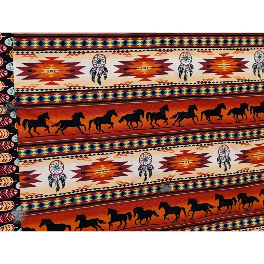 Handmade Southwestern Quilt Horse Dreamcatcher Native Tribal Patchwork Orange